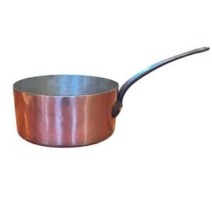 Vintage Large French Copper Saucepan with Cast Iron Handle